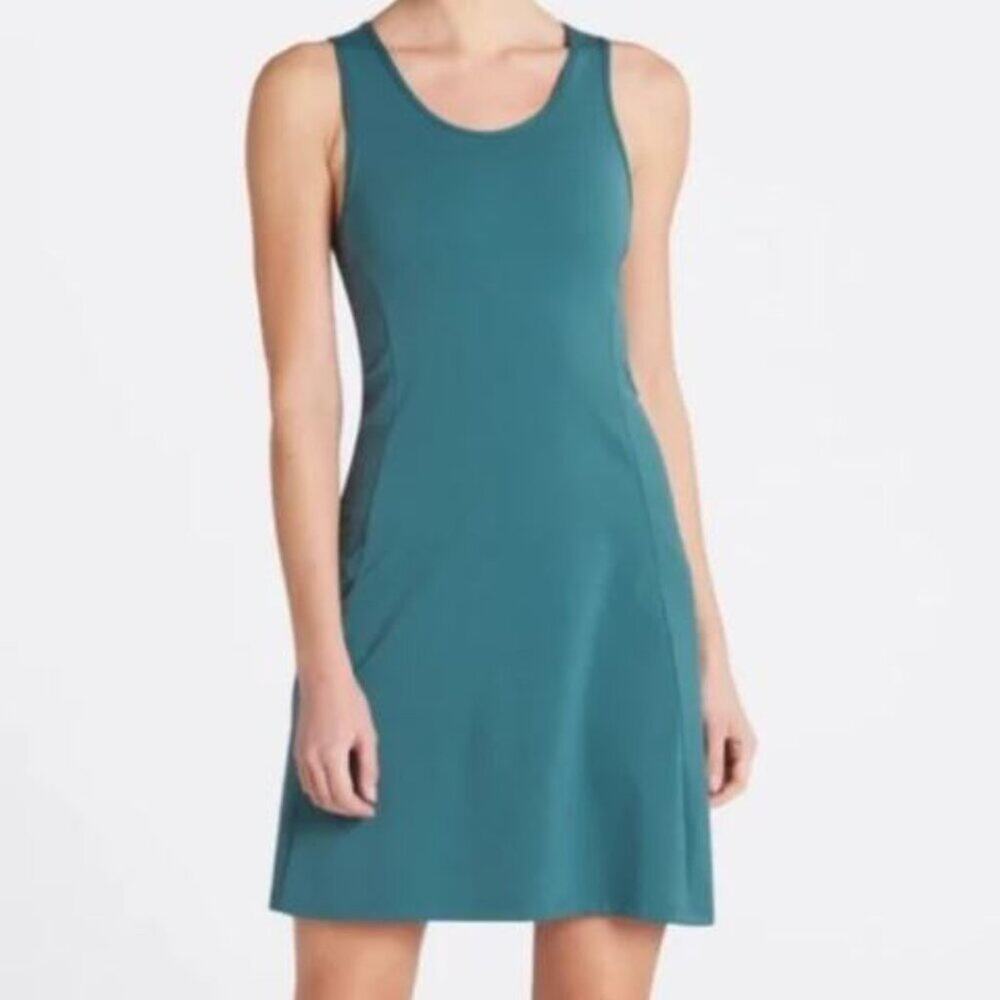 We Wander Brand Women’s Flexstretch Keyhole Back Athletic Dress Small Teal Green